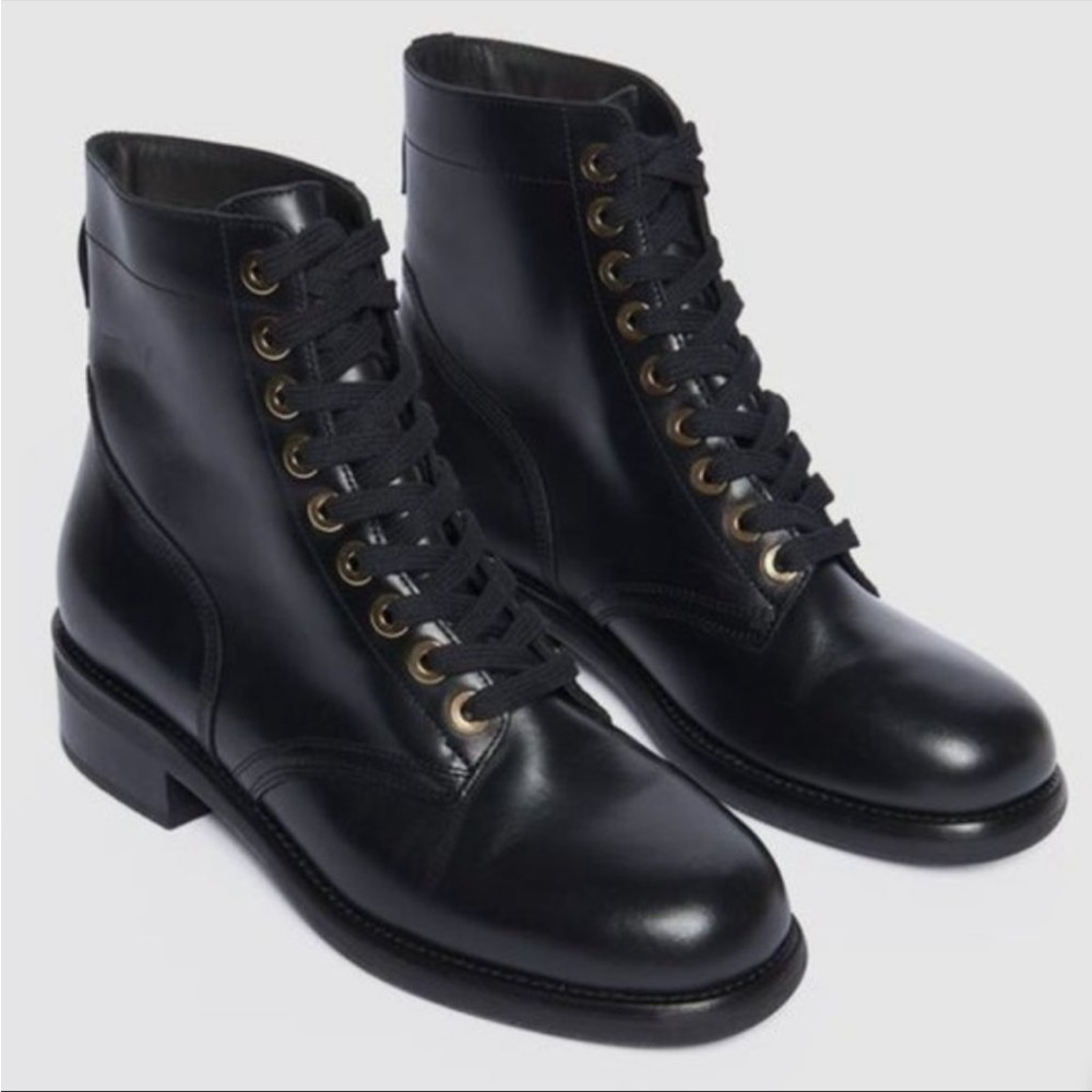 Sandro Leather Black Combat/ Biker Boots-Like New! Size 36